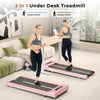 HomeFitnessCode Under Desk Treadmill, 2.5HP Portable Walking Pad Treadmills for Home with Bluetooth Speaker, LED Display & Remote, Adjustable Speeds 1-10KM/H (Pink)