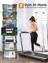 THERUN Under Desk Treadmill for Home, 3HP Folding treadmill w/Widen Running Belt & 12 Pre-Programs,Foldable Walking Running Machine w/Remote Control,LED Display & Fitness App,0.8-12KM/H (Grey)